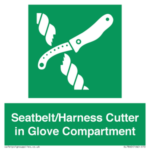 Seatbelt/Harness Cutter in Glove Compartment